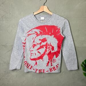 Youth Size 8 Y2K Diesel Punk Face Mohawk Longsleeve Shirt